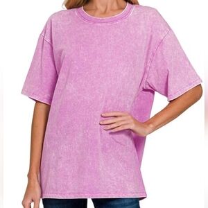 New Zenana Bright Mauve Washed Cotton Top